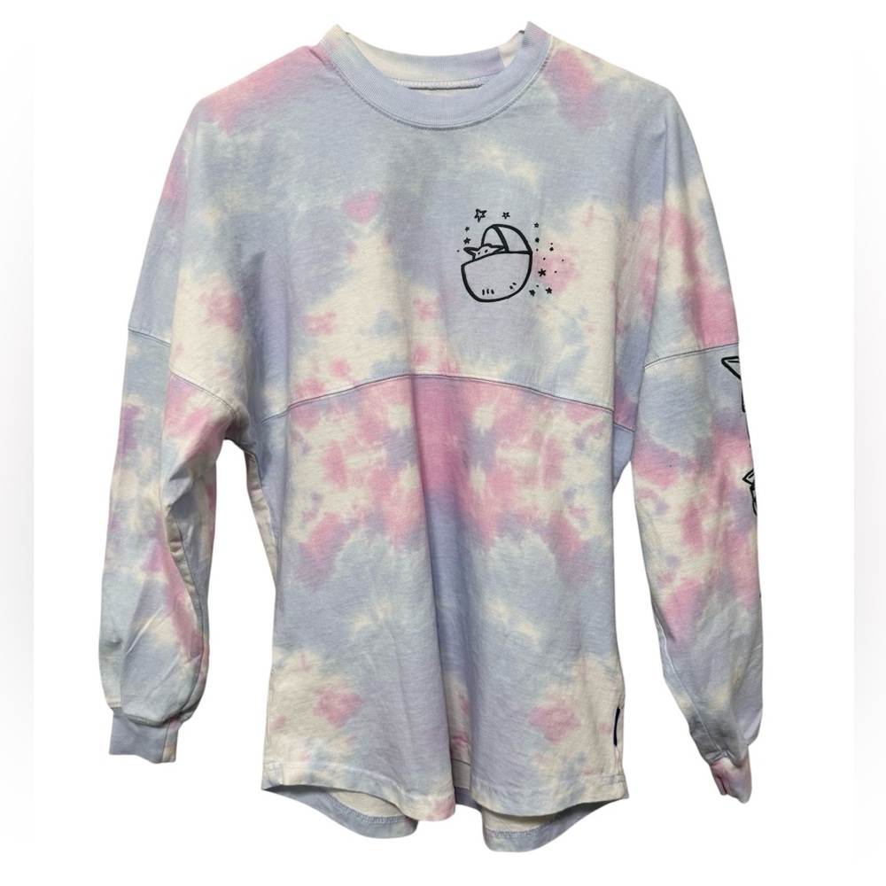 Disney Parks Spirit Jersey Mandalorian Grogu Tie Dye Pink/Blue Size Small EUC